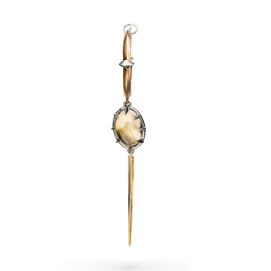 Single earring 'Solis' medium hoop, rock crystal and pin SOLIS | OR3 MBRO E AGN